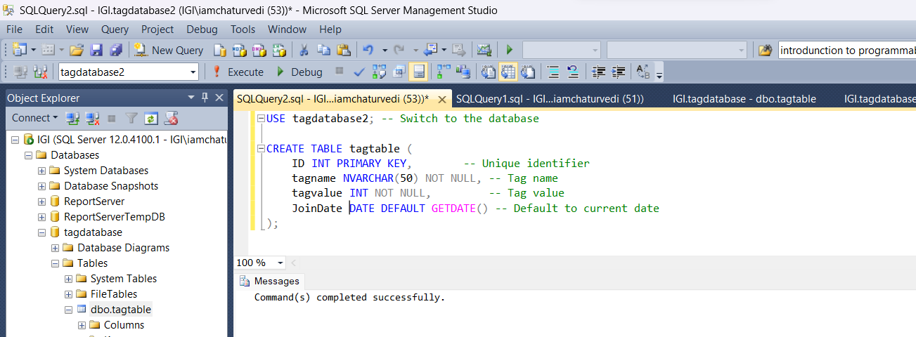 create table Using SQL Queries